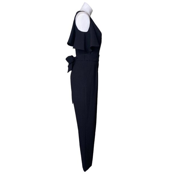 Eliza J Black Cold Shoulder Jumpsuit, Short Flutter Sleeves Women's Size 8 - Picture 4 of 9